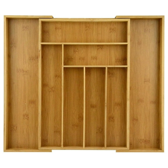 Drevy Drawer Organizer Bamboo Cutlery Tray Silverware Organizer/Utensil Holder, Drawer Dividers Organizer for Silverware, Flatware, Knives in Kitchen