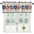 thumbnail image 3 of Window Valances Independence Day American Flag Patriot Pentagram Red and Blue Valance for Living Room, Rod Pocket Valances Small Kitchen Curtain Valance Light Filtering Bathroom Decor Curtain 54"x18", 3 of 6