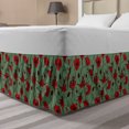 thumbnail image 1 of Poppy Bed Skirt, Floral Arrangement with Abstract Ballerina Dance Themed Botanical Print, Elastic Bedskirt Dust Ruffle Wrap Around for Bedding Decor, 4 Sizes, Green Chestnut Brown Red, by Ambesonne, 1 of 2