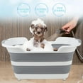 thumbnail image 5 of 7.13 Gal/27L Raised Collapsible Dog Bathtub with Drain Hair Catcher, Multifunctional Pet Washtub for Small to M Dog, Portable Puppy Tub Cat Shower Basin Laundry Basket Storage Organize Bucket, 5 of 16