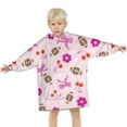 thumbnail image 3 of Pink Football and Flowers Pattern Blanket Hoodies for Kids 6-13YR Oversize Wearable Blanket Hoodies for Boys Girls Teens, 3 of 7