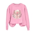 thumbnail image 5 of Cmfcve Heart Hands Sweatshirts for Women Floral Graphic Crew Neck Long Sleeve Loose Fit Casual Pullover Tops, 5 of 5