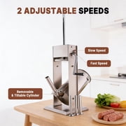 Hakka Brothers 5 L/11 lb Stainless Steel Vertical Manual Sausage Stuffer, Meat Filler with 2-Speed Gears and 4 Stuffing Tubes
