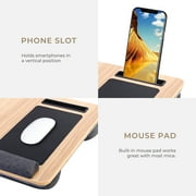 Lap Desk Laptop Bed Table: Home Office Portable Computer Lapdesk with Soft Pillow Cushion - Laptop Tray for Work and Gaming on Couch - Fits up to 15.6 Inch Laptop