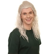 Men's Long Length Straight Warlock Cosplay Wig | Grey Cosplay Halloween Wig | Premium Breathable Capless Cap
