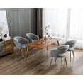 thumbnail image 2 of Guyou Modern Velvet Dining Chair Set of 2, Upholstered Accent Armchair with Hollow Back and Gold Metal Legs for Living Room Dining Room Kitchen Reception Room, Grey, 2 of 14