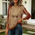 thumbnail image 6 of Womens Shirts Halloween Funny 3/4 Sleeve T Shirts Horror Halloween Printed Tops Spooky Crew Neck Pullover Holiday Three Quarter Length Blouses, L, 6 of 7