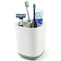 INCTUO Toothbrush Holders for Bathrooms, 3-Slot Toothbrush Holder, Electric Toothbrush Holder with Adjustable Dividers and Drain, Bathroom Accessories for Countertop Organizer, Grey