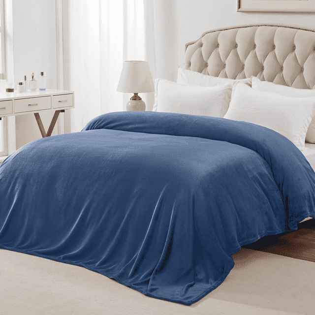 Cobija, Cobija Tamaño King Suave y Cálida Color Crema para Dormir, Mantas Ligeras Reversibles para Cama y Mantas Acogedoras para Recámara, Oficina, Viajes, Campamento y Decoración Del Hogar, Azul