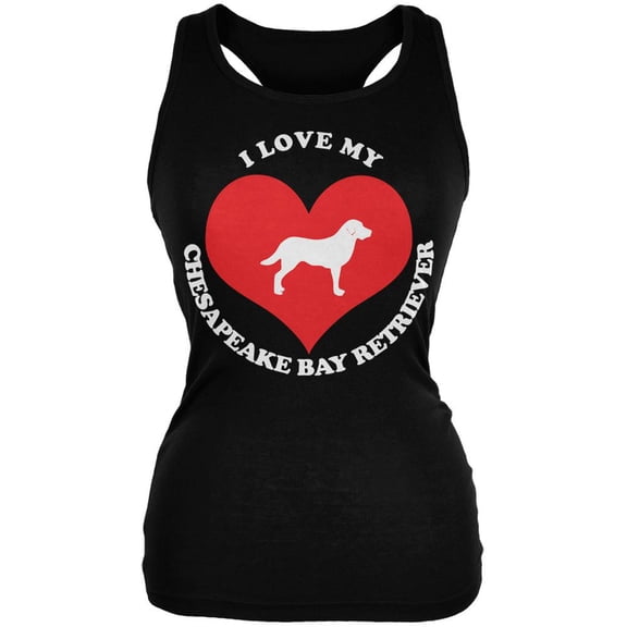 Valentines I Love My Chesapeake Bay Retriever Black Juniors Soft Tank Top