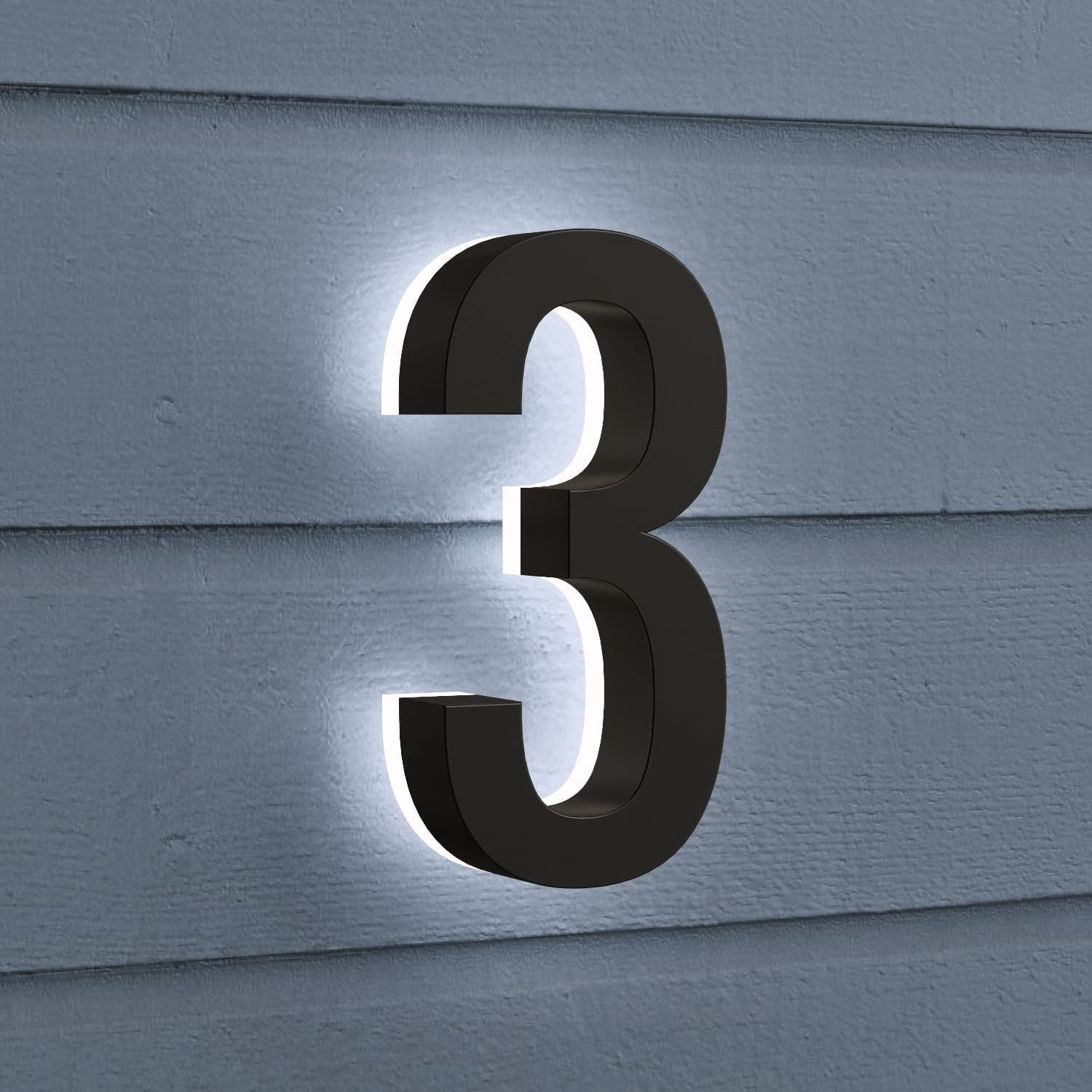 5 Inch LED House Numbers, ABS-Polymer, Backlit LED 2700K Illuminated Home Address Number, Lighted House Numbers, Modern Address Numbers (5, Black)