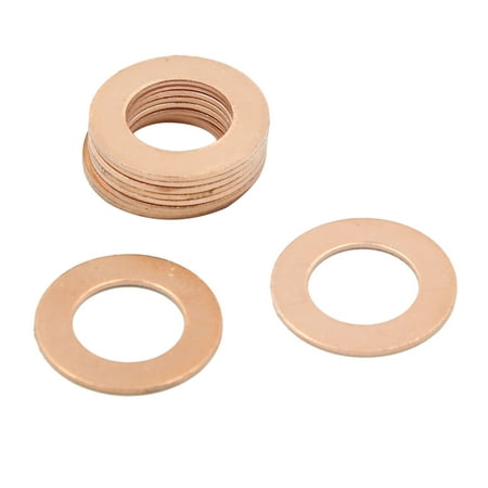 

13mm Inner Dia Copper Washers Flat Car Sealing Gaskets Plate Rings 10pcs
