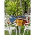 thumbnail image 2 of Outdoor Tablecloth with Umbrella Hole and Zipper, Green Orange Geometric Round Table Cloth 60 Inch Waterproof Tablecloth, Modern Abstract Art Luxury Picnic Table Cover for Patio Camping, 2 of 7