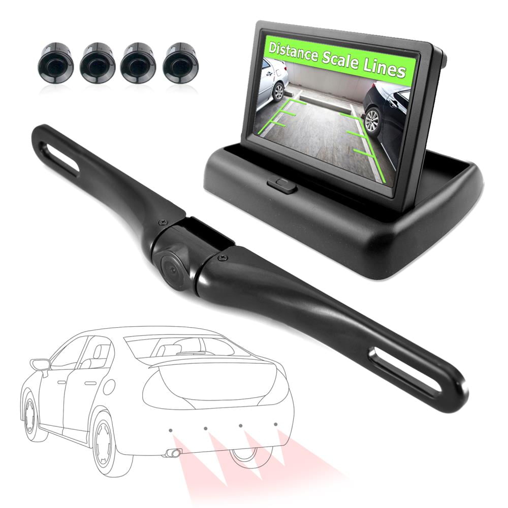 170 Wide Angle Lens Swivel Angle Adjustable Cam 4332965312 Distance Scale Line Night Vision Pyle Car Backup Camera Rearview Mirror Screen HD 7 LCD Screen Monitor Waterproof Reverse Parking Sensor 