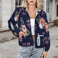 thumbnail image 3 of Jackets for Women Winter Coat Jackets Flannel Stand Collar Jacket(Floral Safety Reminders,Size:S-4XL), 3 of 7