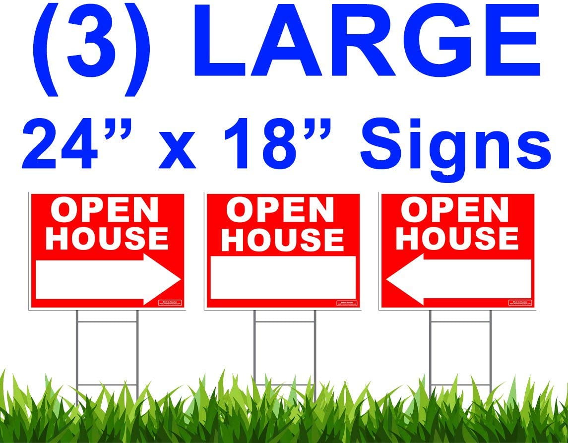 Large Outdoor 24"x18" Home For Rent With Arrow Yard Sign With Ground Stake 