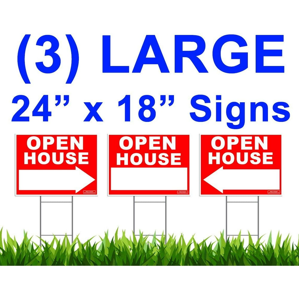 Large Open House Sign Kit Tall Stands Yard Sign Bundle Real Estate