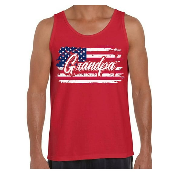 Awkward Styles American Flag Tank Top for Men I'm American Grandpa USA Flag Tank Top United States of America Retro USA Tank Top for Grandpa Independence Day Gift Patriotic USA Tank Top for Grandpa