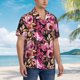 thumbnail image 3 of Balery Rose Flowers Camisas hawaianas de manga corta para hombre, camisas playeras de corte holgado, camisas de vacaciones con botones,X-Large, 3 of 7