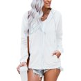 thumbnail image 3 of Womens Full Zip Up Loose Hoodie Jacket with Pockets Comfy Casual Long Sleeve Sweatshirt Drawstring Hoodies Outerwear, White, S, 3 of 3