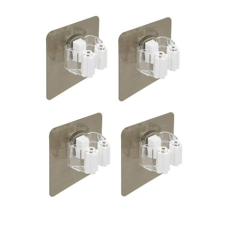 

4 Pack Broom Mop Holder Amerteer Broom Gripper Holds Self Adhesive Reusable No Drilling Super Anti-Slip Wall Mounted Storage Rack Storage & Organization Your Home Kitchen Wardrobe-White