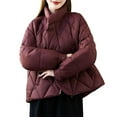 thumbnail image 3 of Plus Size Winter Coat for Women Casual Colored Long-Sleeved Hooded Jacket Hooded Puffer Jacket(Red M), 3 of 9