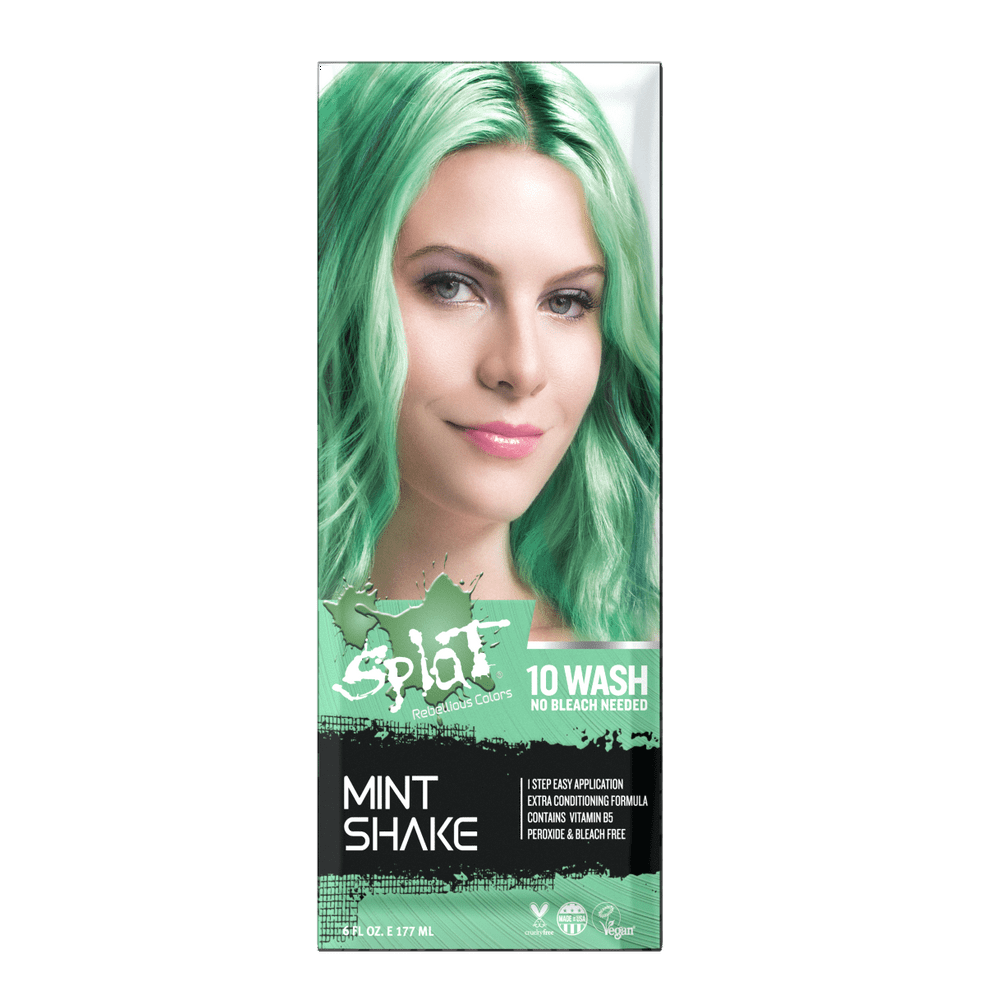 Splat 10 Wash Mint Shake Hair Color, No Bleach Temporary Green Hair Dye