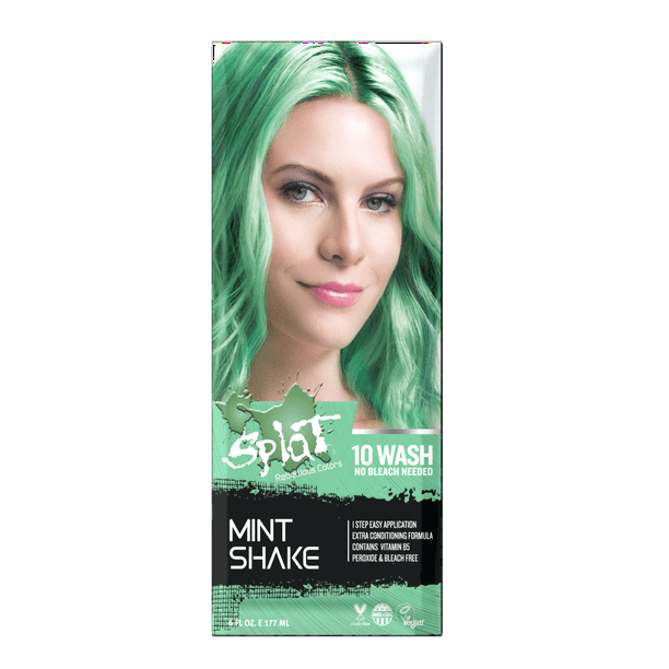 Splat 10 Wash Mint Shake Hair Color, No Bleach Temporary Green Hair Dye -  