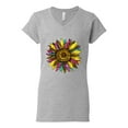 thumbnail image 3 of Sunflower Animal Print Fashion Womenâ€™s Standard V-Neck Tee, Heather Grey, Medium, 3 of 5