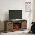 thumbnail image 5 of MAYEERTY Fireplace TV Stand for TVs Up to 65” with Sliding Barn Doors, Brown Entertainment Center, 5 of 12