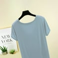 thumbnail image 4 of Htigea Womens Square U Neck Short Sleeve Basic Tee Tops Fitted Cotton T-Shirts for Summer Winter Layer Fall Savings Light Blue,XL, 4 of 5
