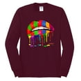 thumbnail image 2 of Wild Bobby, Colorful Painted Lip, Streetwear, Men Long Sleeve Shirt, Maroon, Large, 2 of 5