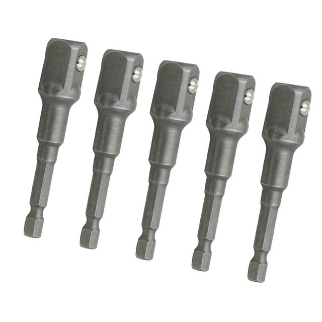 Juego de 5 adaptadores de extensión de dados, puntas de destornillador, adaptador de dado a taladro, vástago hexagonal de 1/4" para herramientas 5 mm
