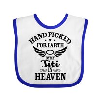 Inktastic Handpicked for Earth by My Titi in Heaven with Angel Wings Boys or Girls Baby Bib