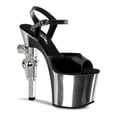 thumbnail image 2 of 7" R/S Embellished Gun Heel, 3 1/4" PF Ankle Strap Sandal - Blk/Slv Chrome, 10, 2 of 2