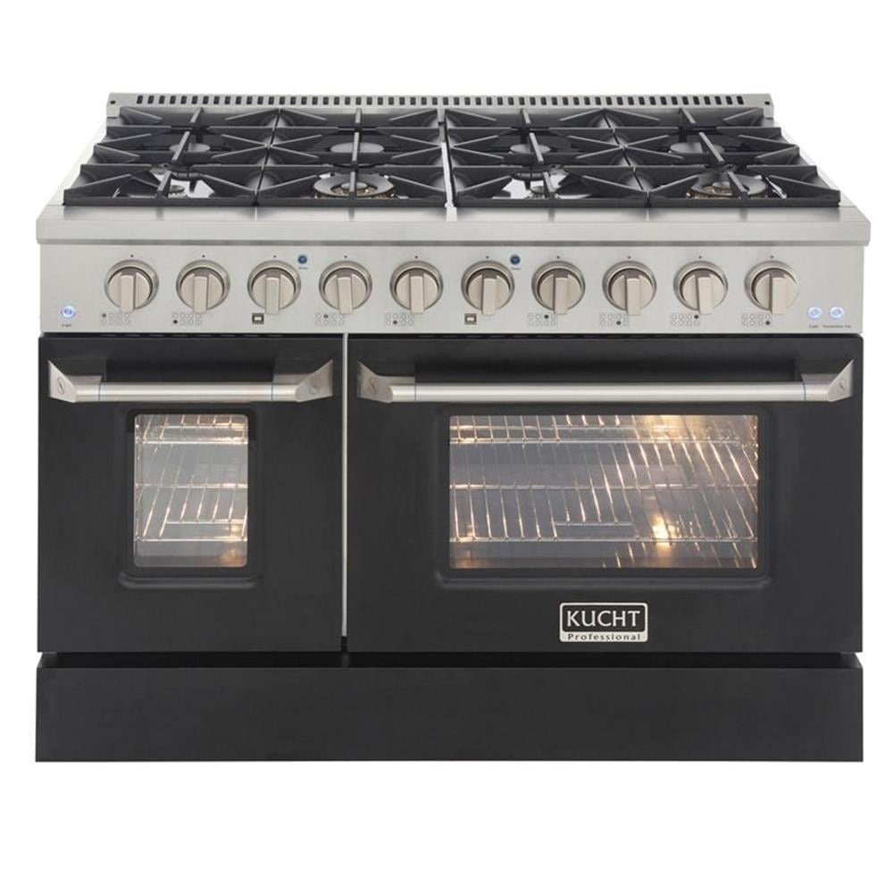 Pemberly Row 48" Stainless Steel Propane Gas Range in Silver/Black