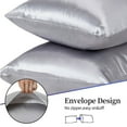 thumbnail image 4 of Soft Satin Pillow Cases Queen Size Pack of 2, Allergen Proof Dual Sides Soft Breathable Smooth Silk Pillow Cover, 20" x 30", Purple, 4 of 6