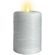 LumiPur Signature Natural Glow Flickering Flameless LED Wax Pillar Candle (3.5" x 5", Gray Fog)