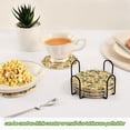 thumbnail image 6 of 6PCs Round Coasters Set Heat Resistant Washable Kitchen Table Decorations with Storage Rack Gingham Pattern Yellow Roses, 6 of 7