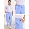 thumbnail image 5 of DARING DIVA Men's Beach Pants Drawstring Waist Breathable Summer Linen Pants 28 Light Blue, 5 of 6