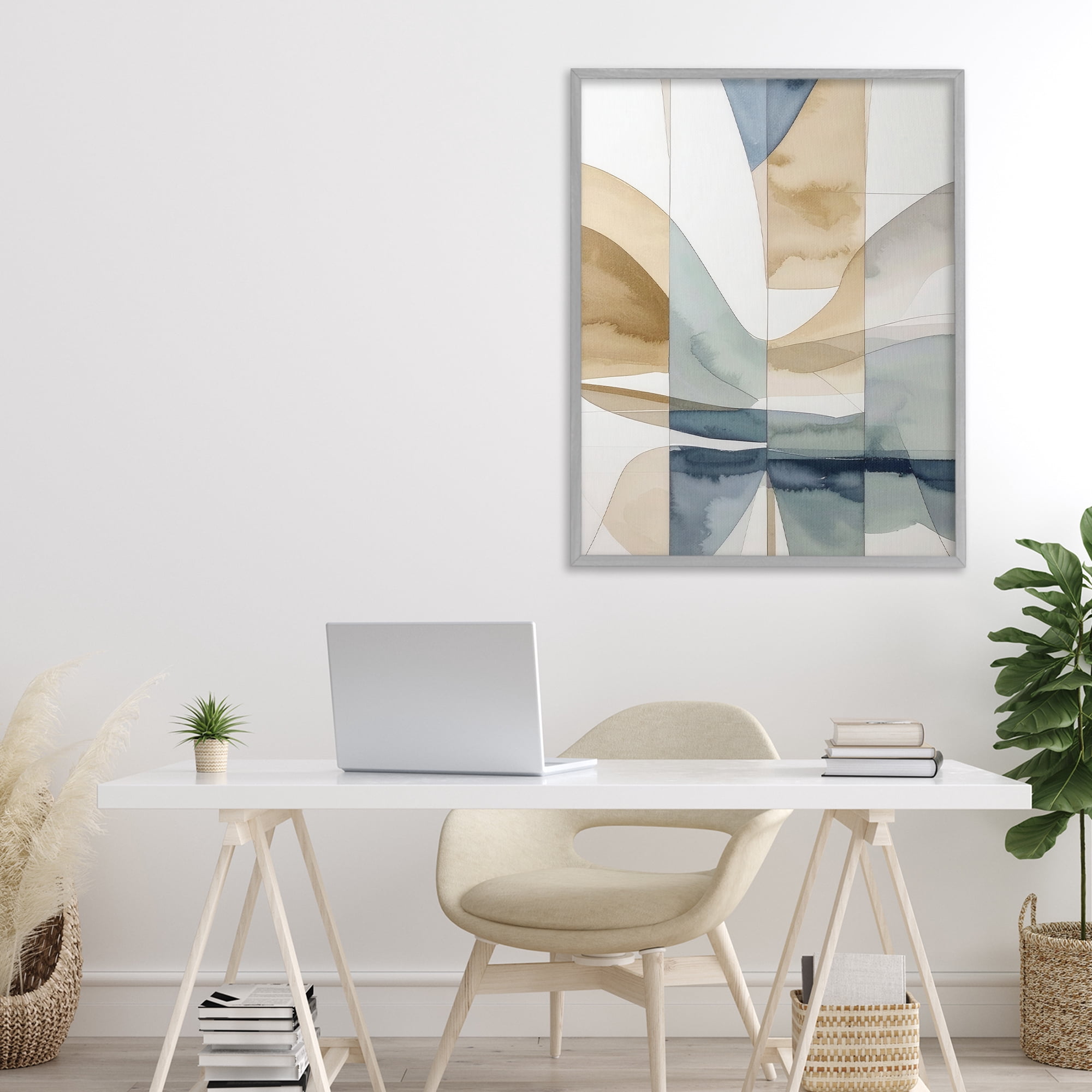 Stupell Industries Geographic Fluid Abstraction Gray Framed Giclee Art, design by Alonza Saunders