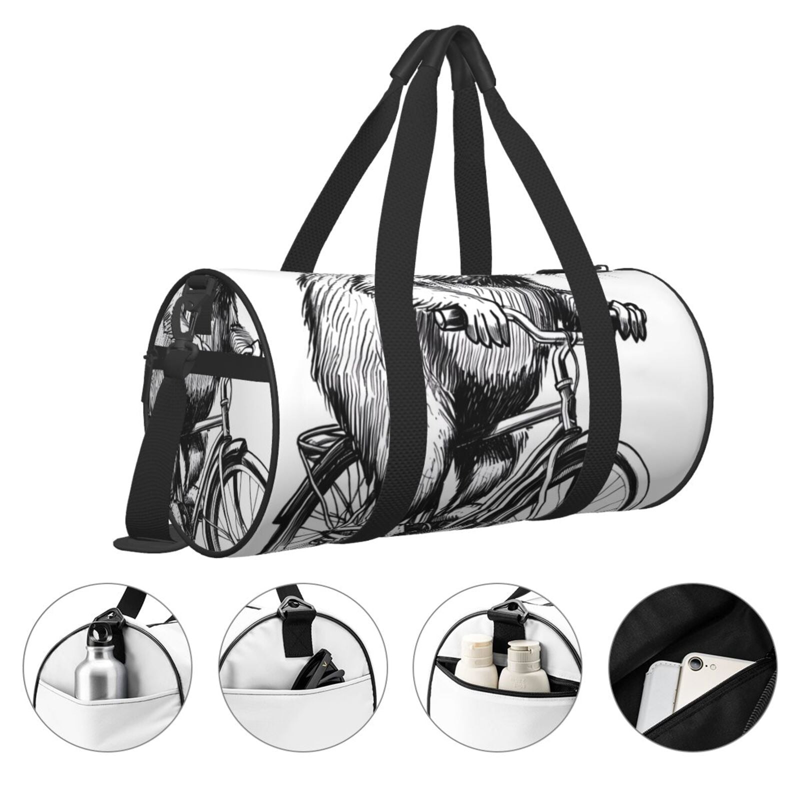 Vsdgher Capybara Riding Bicycle 45L Foldable Duffel Bag, Sports Gym Bag,Overnight Bag, Portable Weekender Bag for Airplanes