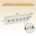 thumbnail image 5 of Wall Mount Coat Rack with Shelf - 31.5"x5.5"x8", 6 Hooks & 110LBS Capacity (White), 5 of 10