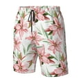 thumbnail image 5 of Kdxio Lilies Flowers Pattern Mens Casual Shorts - Drawstring Summer Beach Sports Shorts for Men, 5 of 9