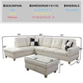 thumbnail image 7 of Momspeace Living Room Sectional Couch with Storage Ottoman, Modern PU Leather L-Shaped Sofa Couch Set - White, 7 of 7