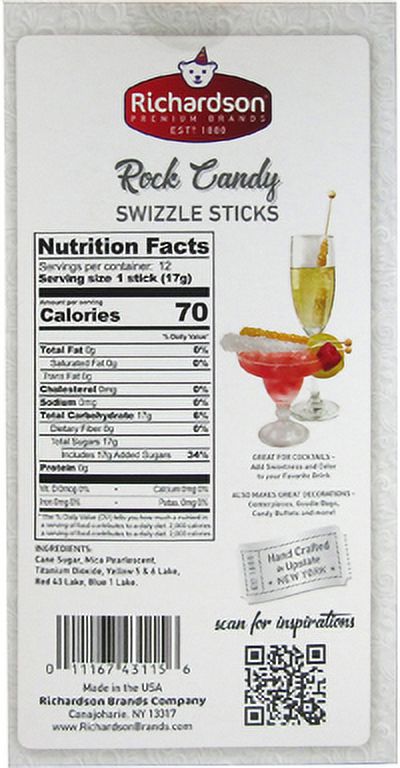 Roses Brands Gold Rock Candy Swizzle Sticks 12 piece box