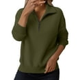 thumbnail image 5 of Women's Half Zip Collar Pullover, Raglan Sleeve Casual Sweatshirt, Pocket Front Kangaroo Pocket, Loose Fit Crewneck Top, Autumn Winter Relaxed Streetwear Style Blackish Green L, 5 of 10