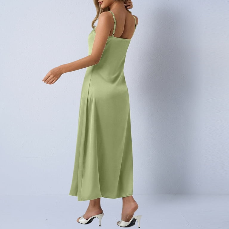 satin fitted maxi dress Lucinda Halter Satin Midi Dress • Shop American Threads Boutique Light Blue / S main image 0