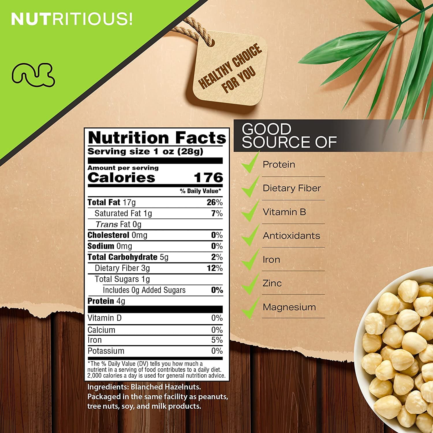 Nut Cravings Raw Blanched Hazelnuts Filberts, Unsalted, Shelled (32oz - 2 lbs)