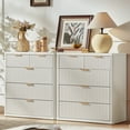 thumbnail image 7 of Fluted 5 Drawers Dresser, 34" Tall Modern Chest of Drawers, Curved Profile Design, Wood Drawer Organizer for Bedroom, Living Room, Entryway, White, 7 of 7